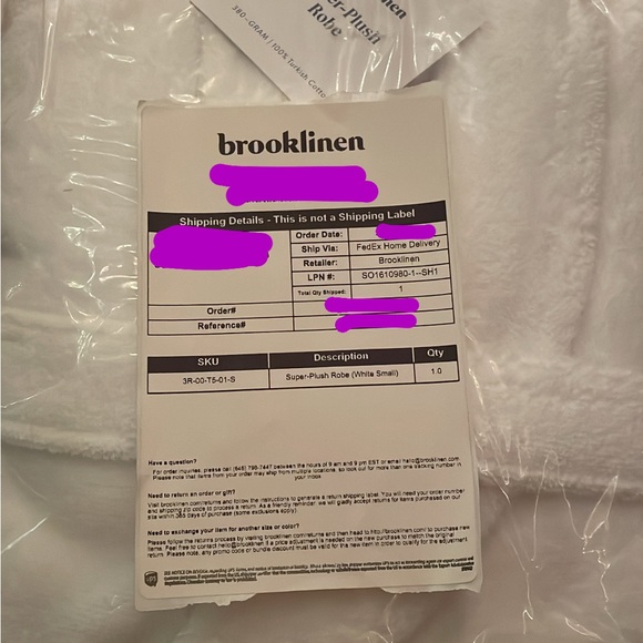 Brooklinen Super-Plush Robe- White- Small NWT - Picture 4 of 4